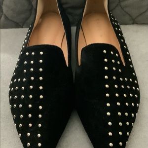 Woman’s size 6 black loafers. Silver studded.
